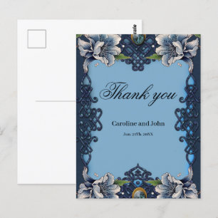 Elegant blue celtic design postcard