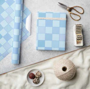 Elegant Blue Chequered Wrapping Paper