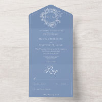 Elegant Blue Chinoiserie Bird Crest Wedding