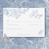 Elegant Blue Chinoiserie Bird & Crest Wedding