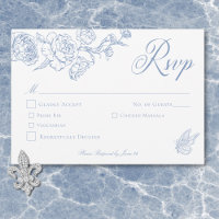 Elegant Blue Chinoiserie Bird & Crest Wedding