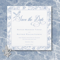 Elegant Blue Chinoiserie Bird & Crest Wedding