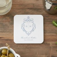 Elegant Blue Chinoiserie Bird Crest Wedding