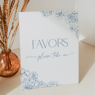 Elegant Blue Chinoiserie Bridal Shower Favours Pedestal Sign