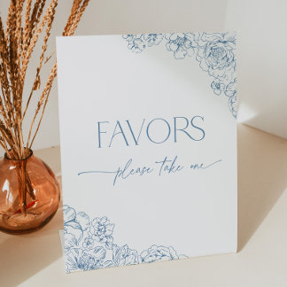 Elegant Blue Chinoiserie Bridal Shower Favours Pedestal Sign