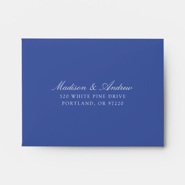 Elegant Blue Chinoiserie Floral Wedding RSVP Envelope (Front)