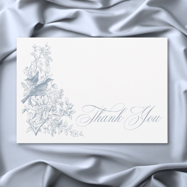Elegant Blue Chinoiserie Nature Birds Baby Shower Thank You Card (Elegant Blue Chinoiserie Nature Birds Baby Shower Thank You Card)
