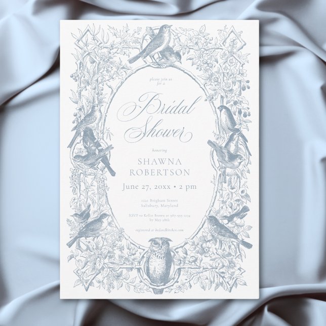 Elegant Blue Chinoiserie Nature & Birds Shower Invitation (Elegant Blue Chinoiserie Nature & Birds Shower Invitation)