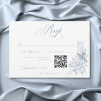 Elegant Blue Chinoiserie Nature & Birds Wedding QR