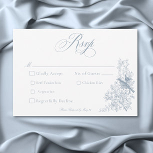 Elegant Blue Chinoiserie Nature & Birds Wedding RSVP Card