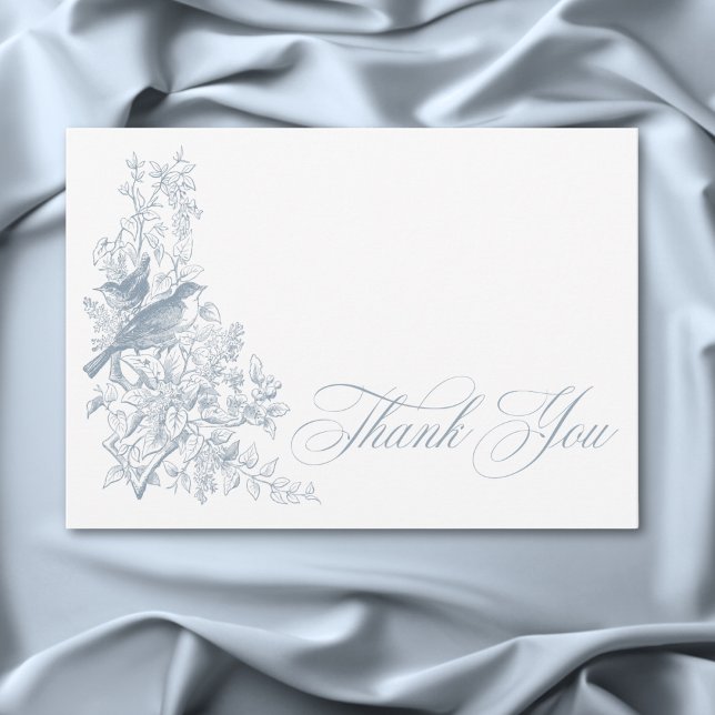 Elegant Blue Chinoiserie Nature & Birds Wedding Thank You Card (Elegant Blue Chinoiserie Nature & Birds Wedding Thank You Card)