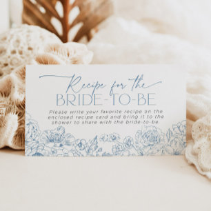 Elegant Blue Chinoiserie Recipe for Bride Request Enclosure Card