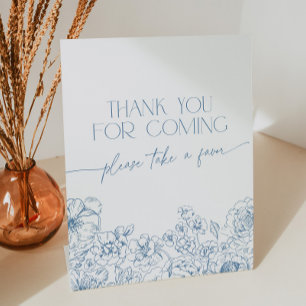Elegant Blue Chinoiserie Thank You for Coming Pedestal Sign