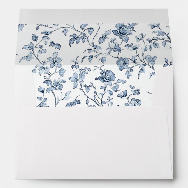 Elegant Blue Chinoiserie Wedding Envelope (Back (Bottom))