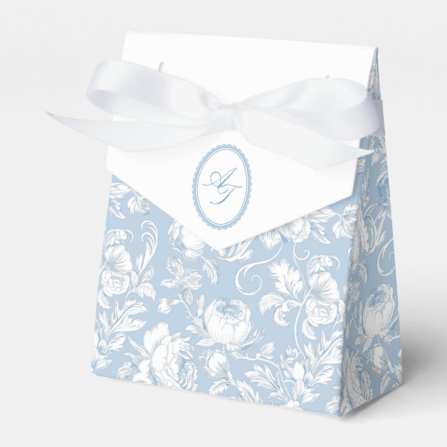 Elegant Blue Chinoiserie Wedding  Favour Box (Front Side)