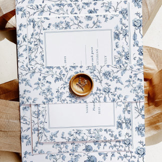 Elegant Blue Chinoiserie Wedding Invitation Belly Band