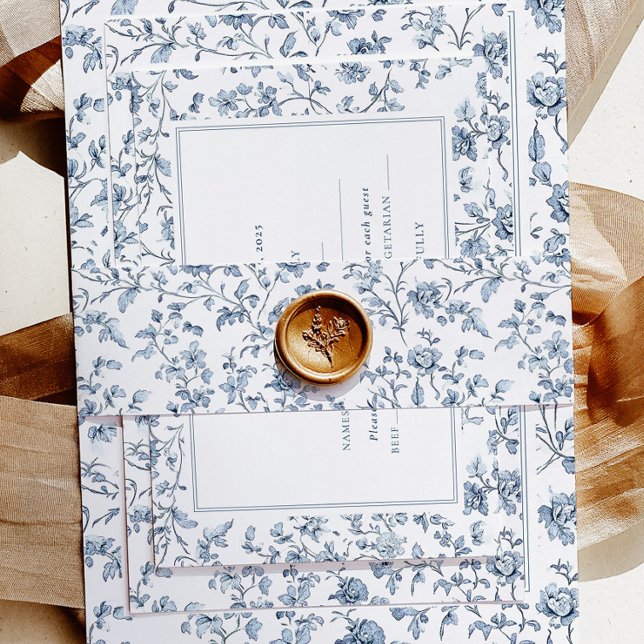 Elegant Blue Chinoiserie Wedding Invitation Belly Band (Creator Uploaded)