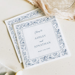Elegant Blue Chinoiserie Wedding Napkin