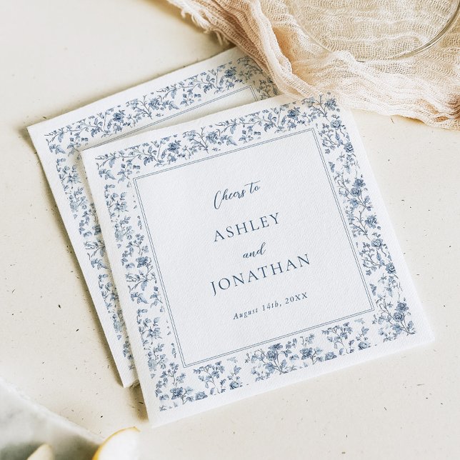 Elegant Blue Chinoiserie Wedding Napkin (Creator Uploaded)