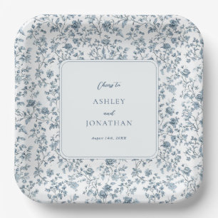 Elegant Blue Chinoiserie Wedding Paper Plate