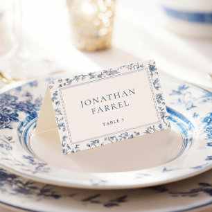 Elegant Blue Chinoiserie Wedding Place Cards
