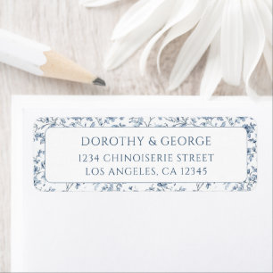Elegant Blue Chinoiserie Wedding Return Address