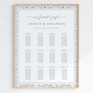 Elegant Blue Chinoiserie Wedding Seating Chart