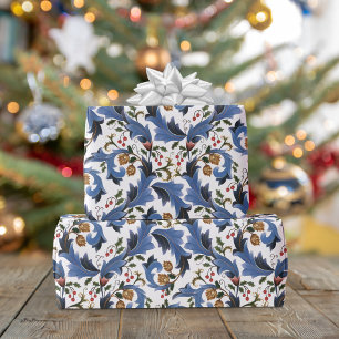 Elegant Blue Christmas Holiday Wrapping Paper