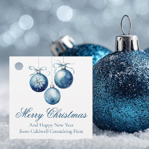 Elegant Blue Christmas Ornaments Company Party Favour Tags