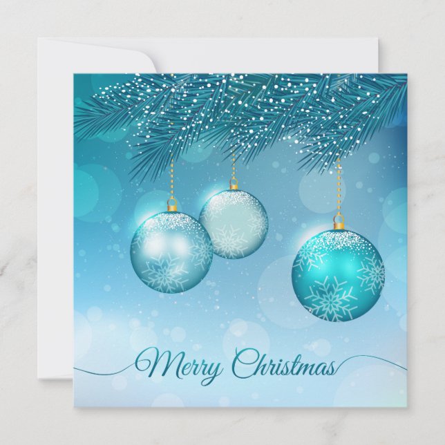 Elegant Blue Christmas Ornaments Invitation (Front)