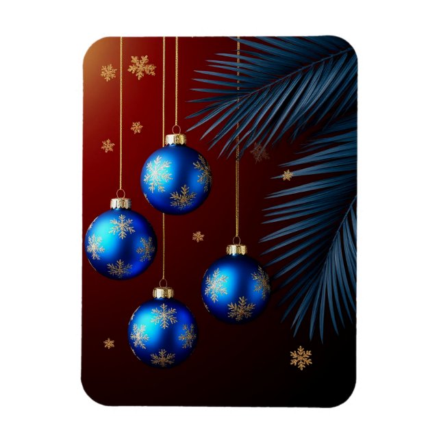 Elegant Blue Christmas Ornaments Magnet (Vertical)