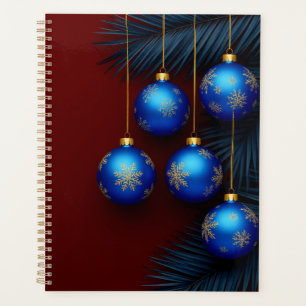 Elegant Blue Christmas Ornaments Planner