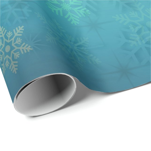 Elegant Blue Christmas Snowflake Pattern Wrapping Paper (Roll Corner)