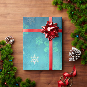 Elegant Blue Christmas Snowflake Pattern Wrapping Paper
