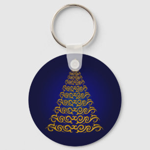 Elegant Blue Christmas Tree Key Chain