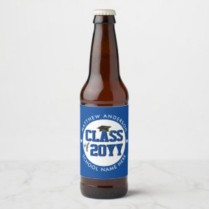 Elegant Blue Class of 2019 Graduation Party Beer Bottle Label