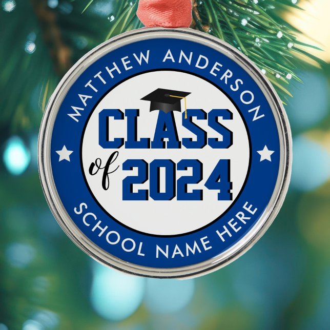Elegant Blue Class of 2024 Graduate Graduation Metal Tree Decoration (Creator Uploaded)