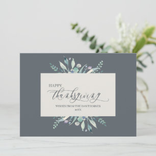 Elegant blue classic Holiday Thanksgiving Card