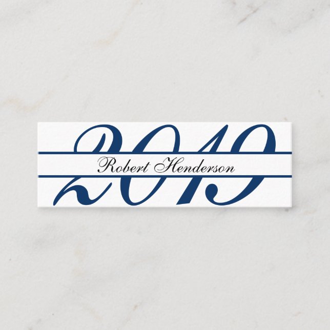 Elegant blue classic insert card graduation name (Front)