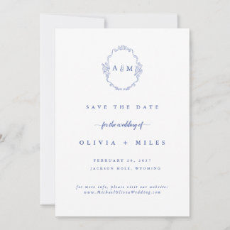 Elegant Blue Classic Wedding Save the Date