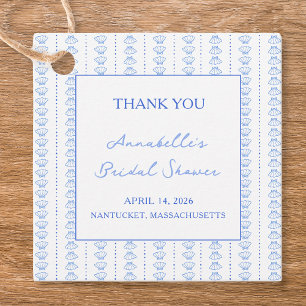 Elegant Blue Coastal Chic Bridal Shower Thank You Favour Tags