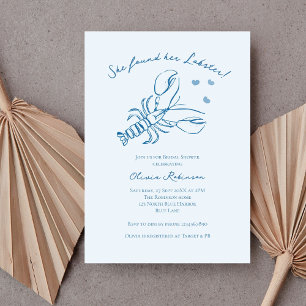 Elegant Blue Coastal Lobster Bridal Shower Invitation