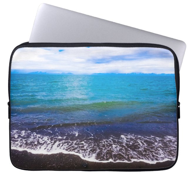 Elegant Blue Coastal Waves Computer Case (Front)