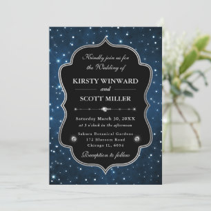 Elegant blue constellation frame Wedding Invitation