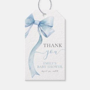Elegant Blue Coquette Bow Boy Baby Shower Gift Tags