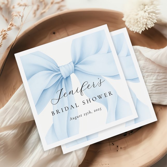 Elegant Blue Coquette Bow Bridal Shower Napkin (Creator Uploaded)