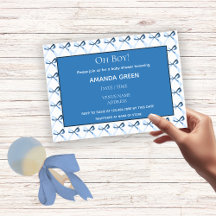 Elegant Blue Coquette Bows Boy Baby Shower 