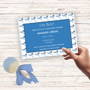 Elegant Blue Coquette Bows Boy Baby Shower  Invitation
