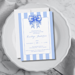 Elegant Blue Coquette Bridal Shower Invitation