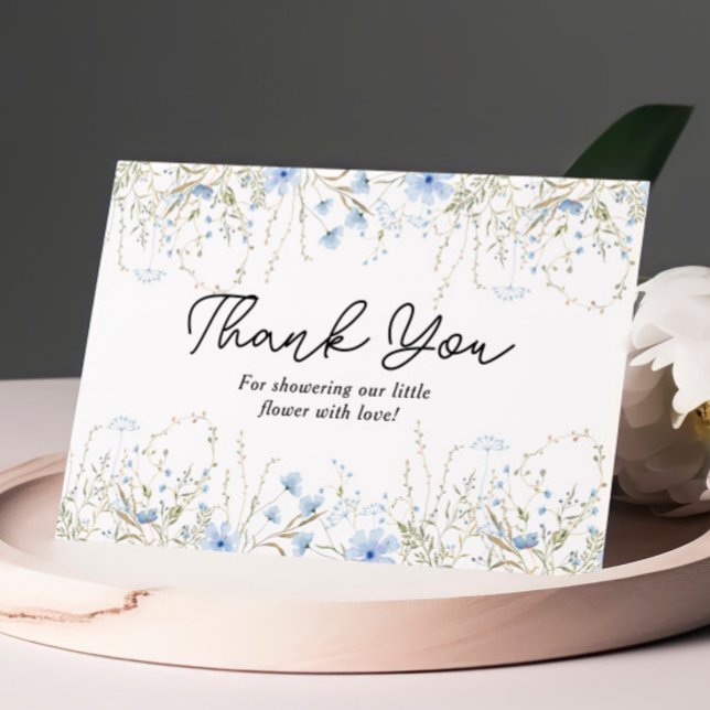 Elegant Blue Cornflower Wildflower Baby Shower Thank You Card (Creator Uploaded)